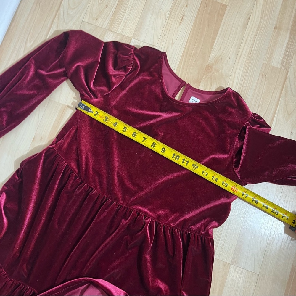 Gap Girls Velvet Long Sleeve Tiered Dress Red Size XXL - Picture 4 of 5